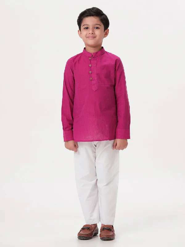 Boys Breeze Cotton Full Sleeves Purple Kurta with Pyjama Pant Combo