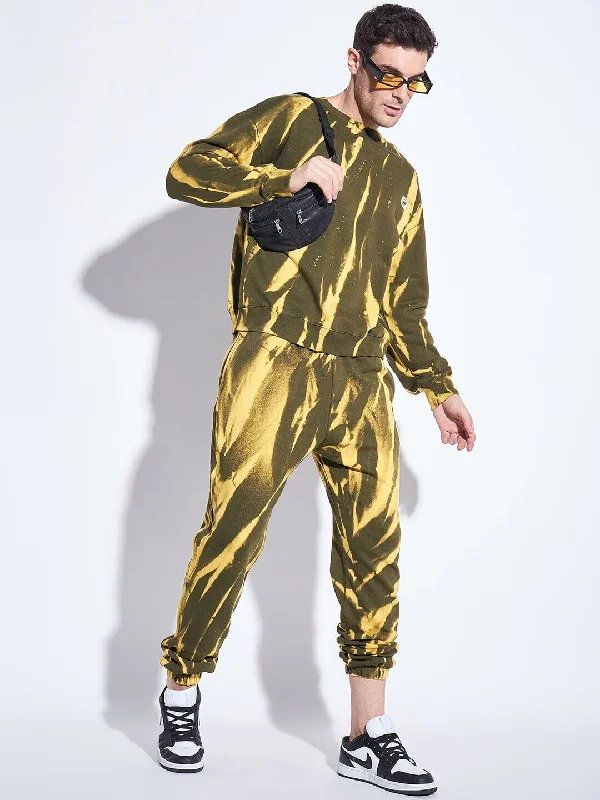 Olive & Yellow Tie Dye Matchiing Tracksuit