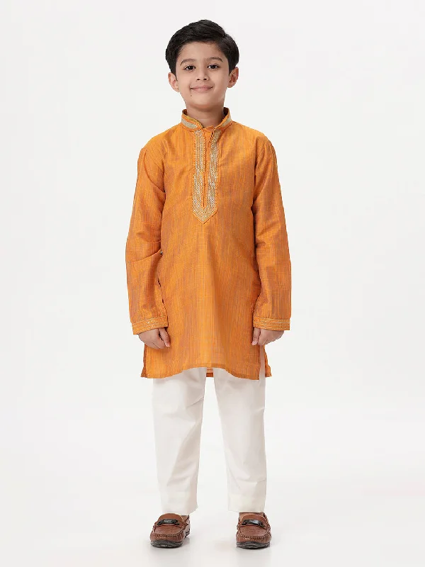 Boys Emerald Orange Kurta with Pyjama Pant Combo EMD3