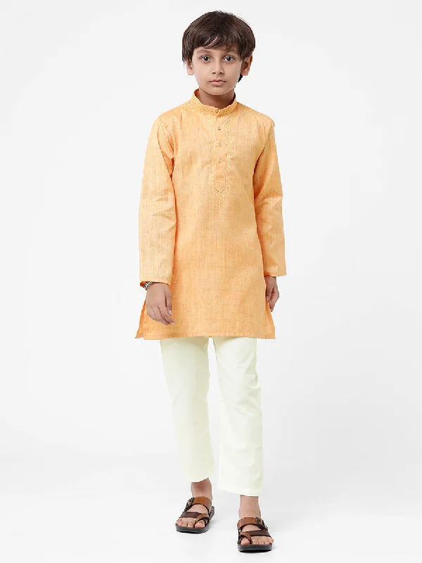 Boys Best Orange Kurta With Cream Pyjama Set BK03