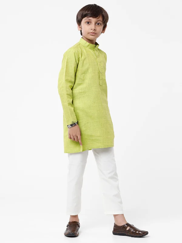 Boys Fuego Green Kurta With White Pyjama Set FS2