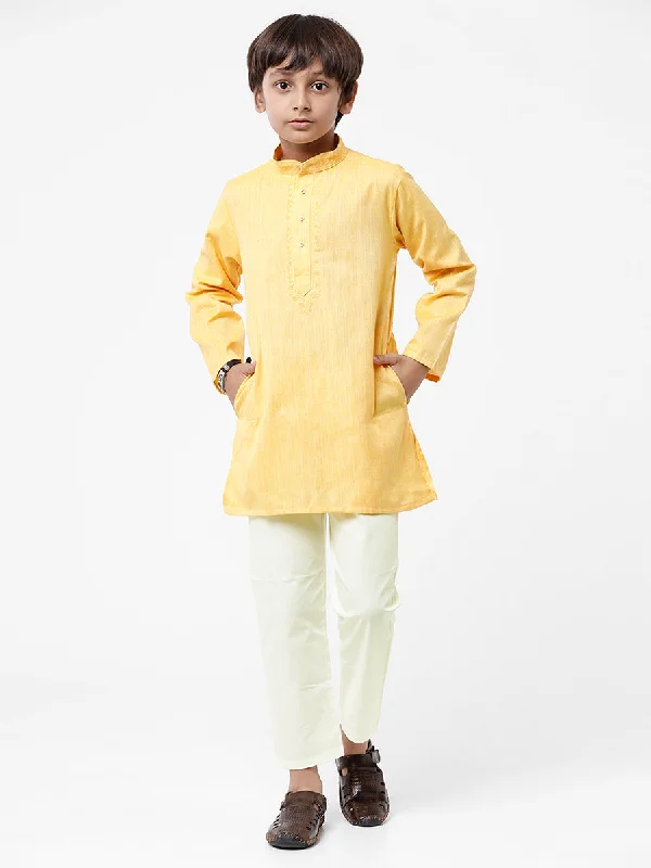 Boys Best Yellow Kurta With Cream Pyjama Set BK01