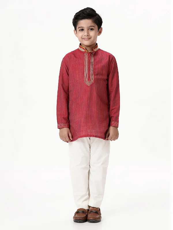 Boys Emerald Red Kurta with Pyjama Pant Combo EMD4