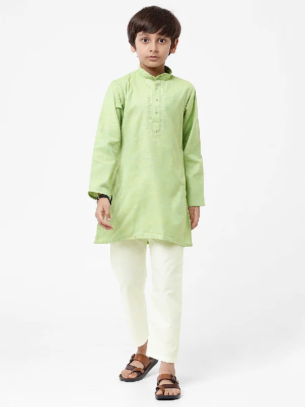 Boys Best Green Kurta With Cream Pyjama Set BK08