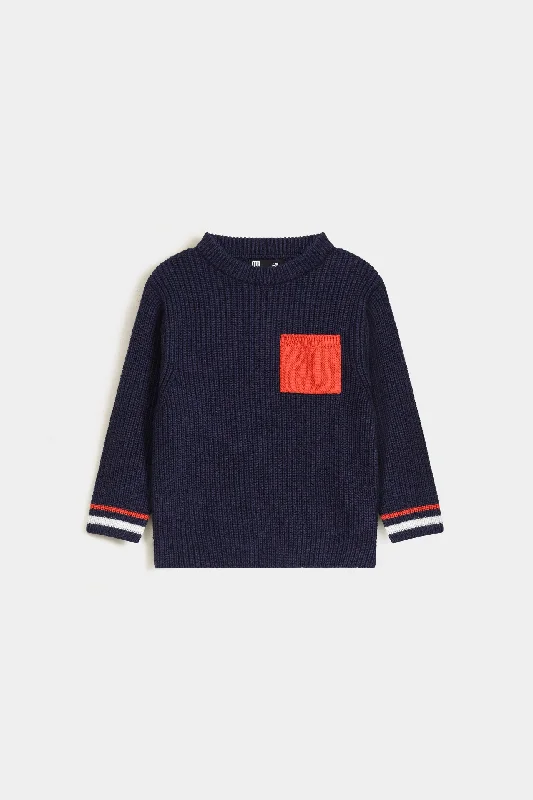 Mock Neck Sweater With Patch Pocket