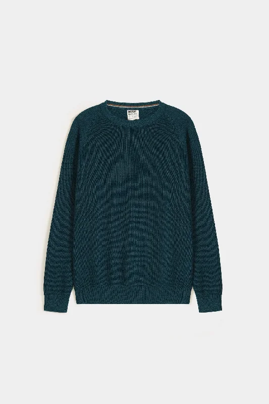 Raglan Sleeve Waffle Knit Sweater