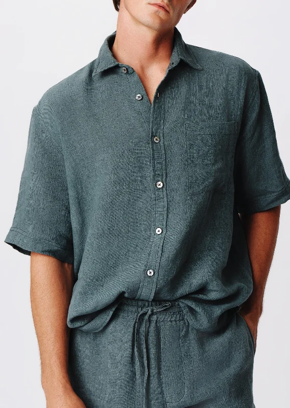 Linen with Wash Camp Shirt - Slate