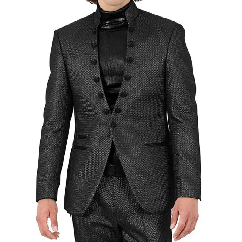 Black Mandarin Collar Fashion Blazer