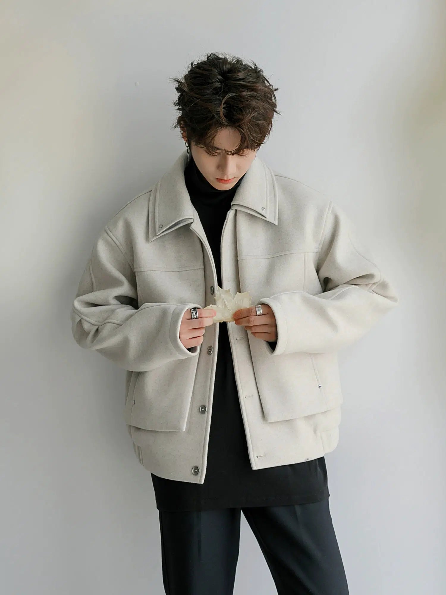 Button Closure Woolen Coat