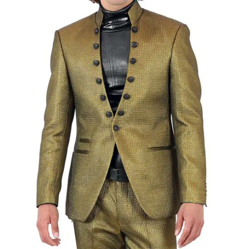 Gold Mandarin Collar Fashion Blazer