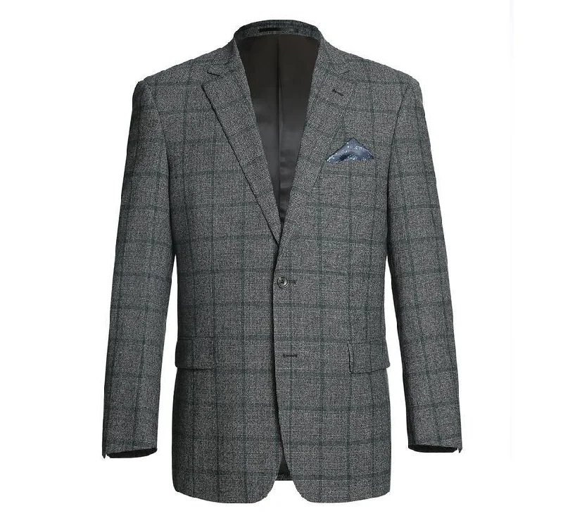 Renoir Men's Classic Fit Plaid Blazer Wool Blend Sport Coat