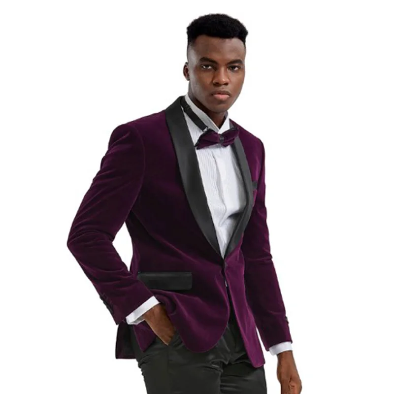 Purple Velvet Slim Fit Sport Coat