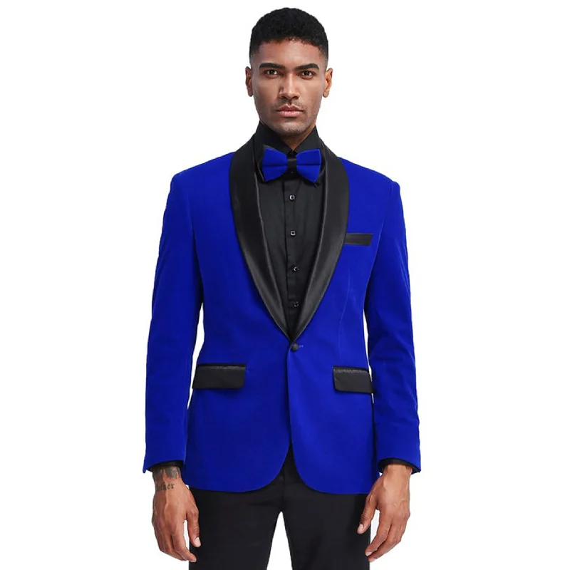 Royal Blue Velvet Slim Fit Sport Coat