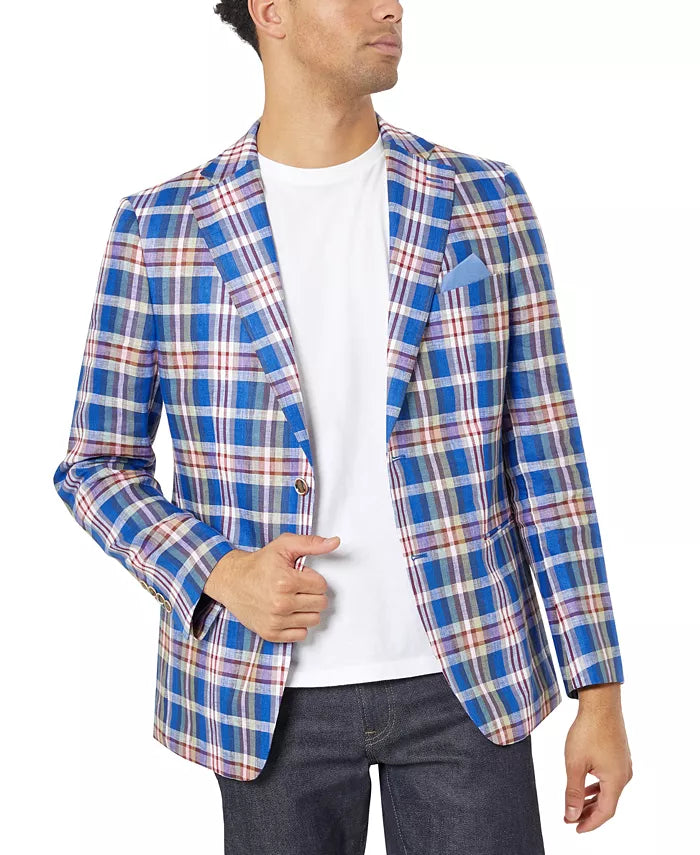 Tallia Vago Plaid Linen Sportcoat