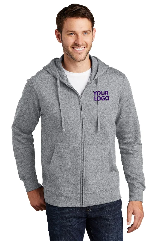 Port & Company Fan Favorite Fleece Custom Zip Hoodies, Athletic Heather