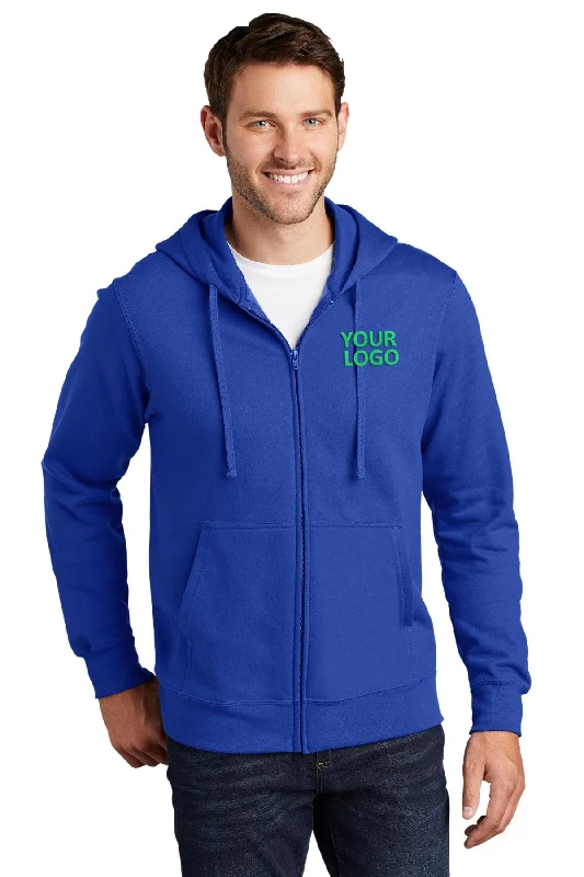 Port & Company Fan Favorite Fleece Branded Zip Hoodies, True Royal