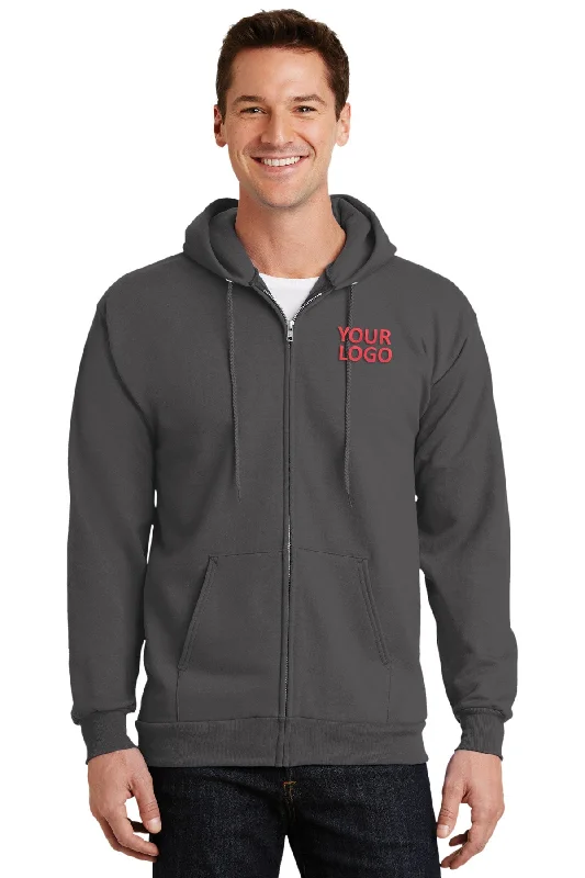 Port & Company Tall Essential Fleece Zip Customized Hoodies, Charcoal