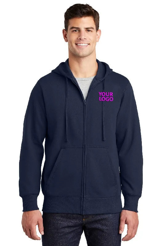 Sport-Tek Customized Full-Zip Hooded Sweatshirts, True Navy