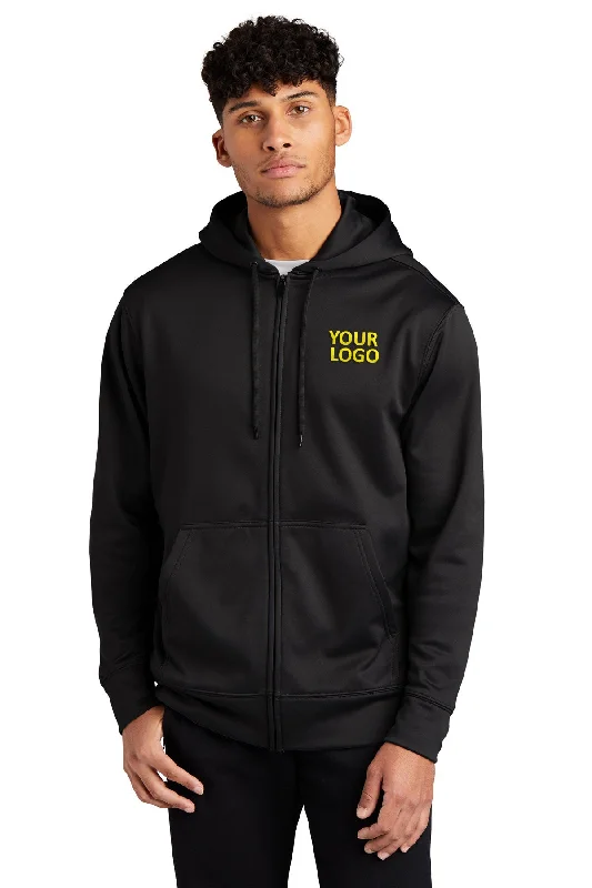 Sport-Tek Sport-Wick Fleece Custom Full-Zip Hooded Jackets, Black