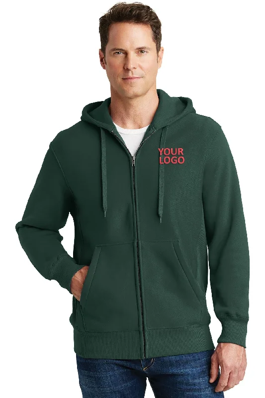 Sport-Tek Super Heavyweight Customized Full-Zip Hooded Sweatshirts, Dark Green