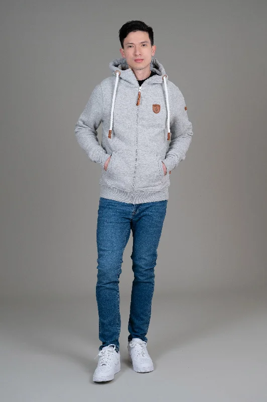 Zeus Light Heather Grey Full-Zip Hoodie