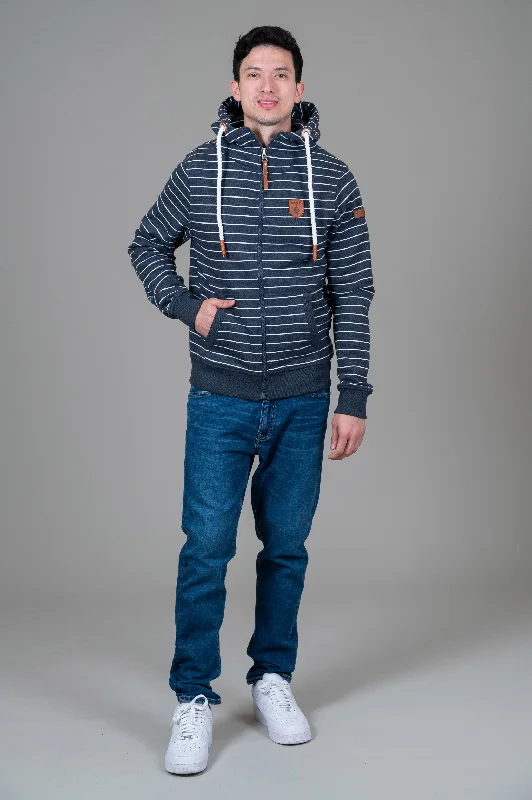 Zeus Navy Stripe Full-Zip Hoodie