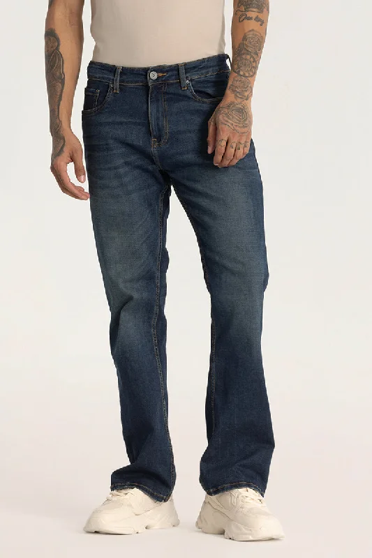 Blue Plain Bootcut Jeans