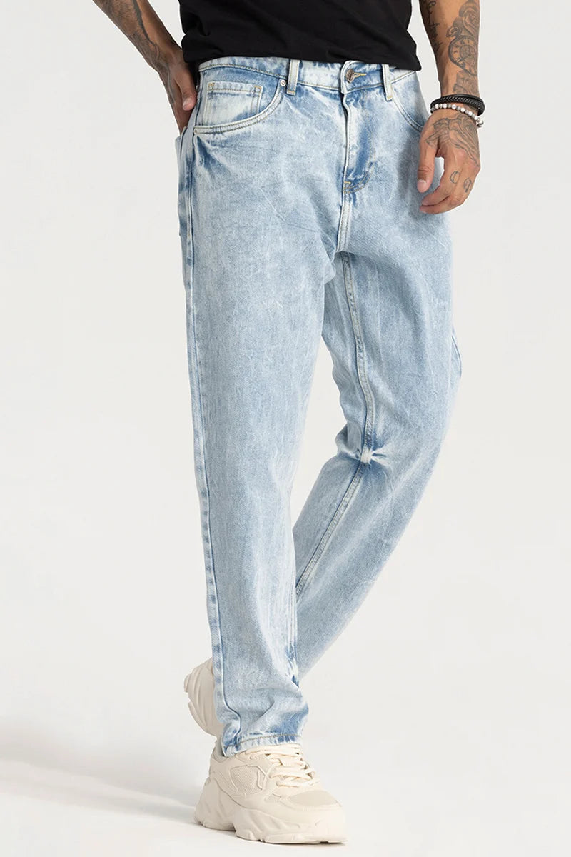 Light Blue Plain Baggy Fit Jeans