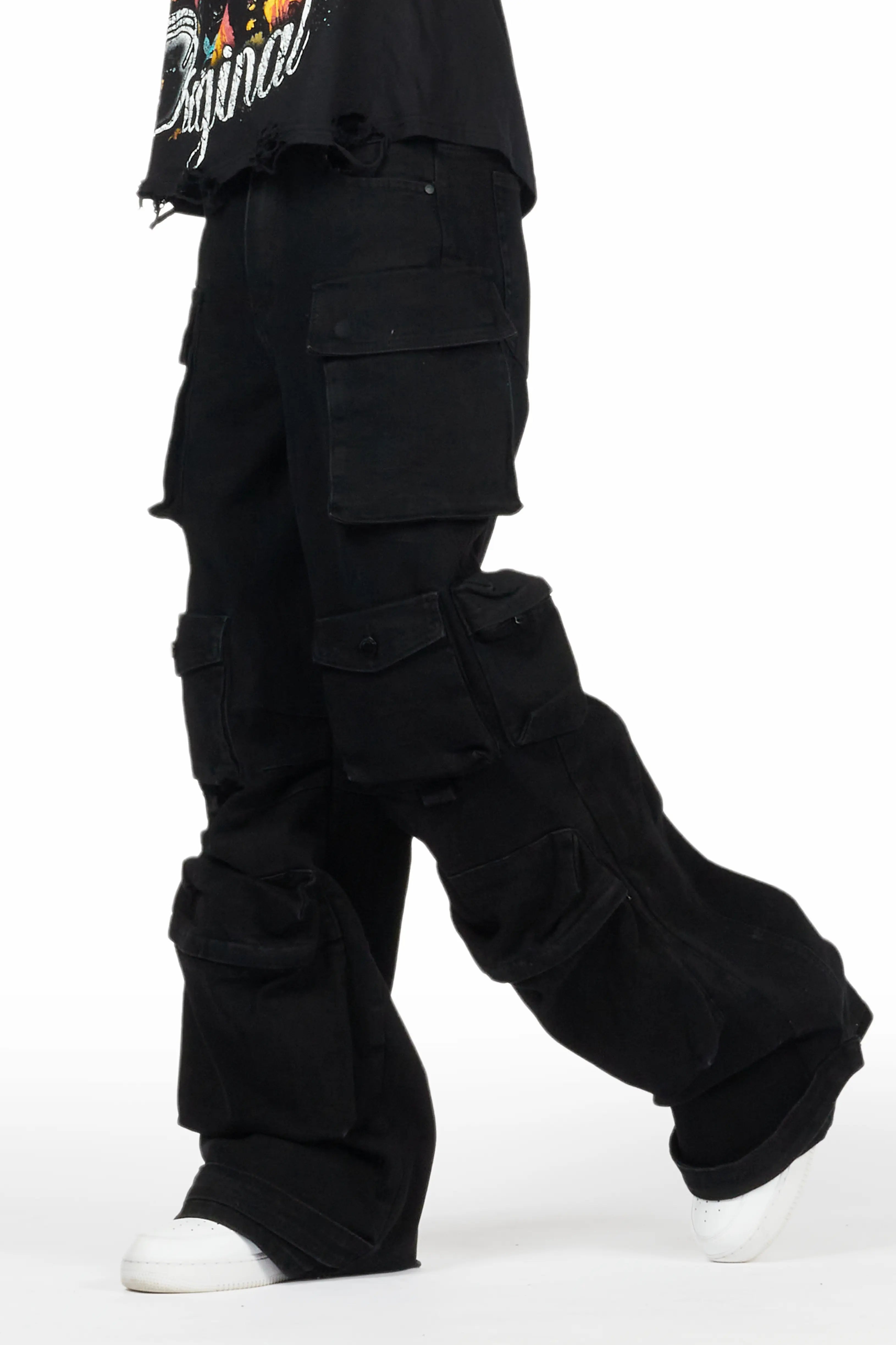 Mahesh Black Baggy Cargo Jean