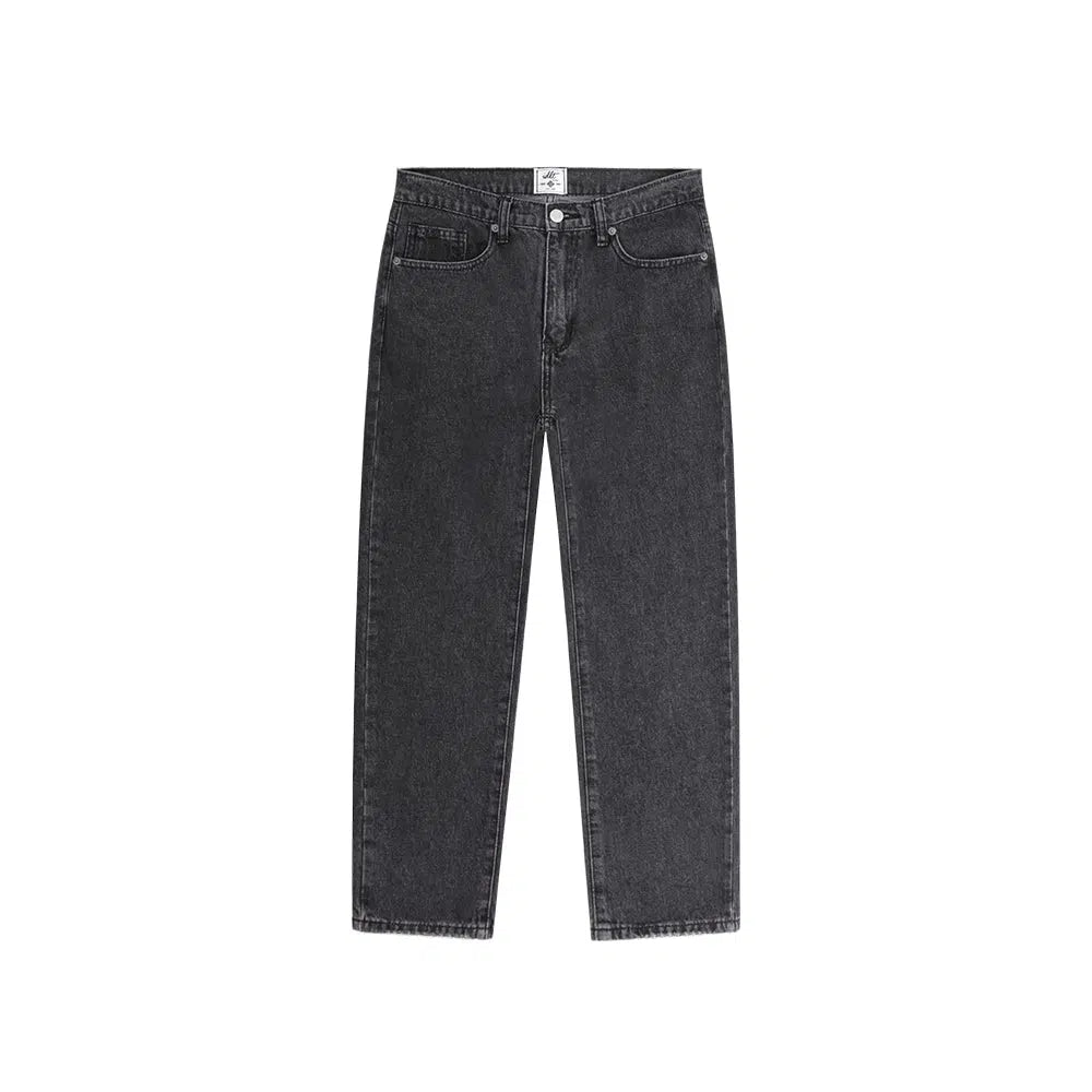 Washed Gray Straight-Leg Jeans