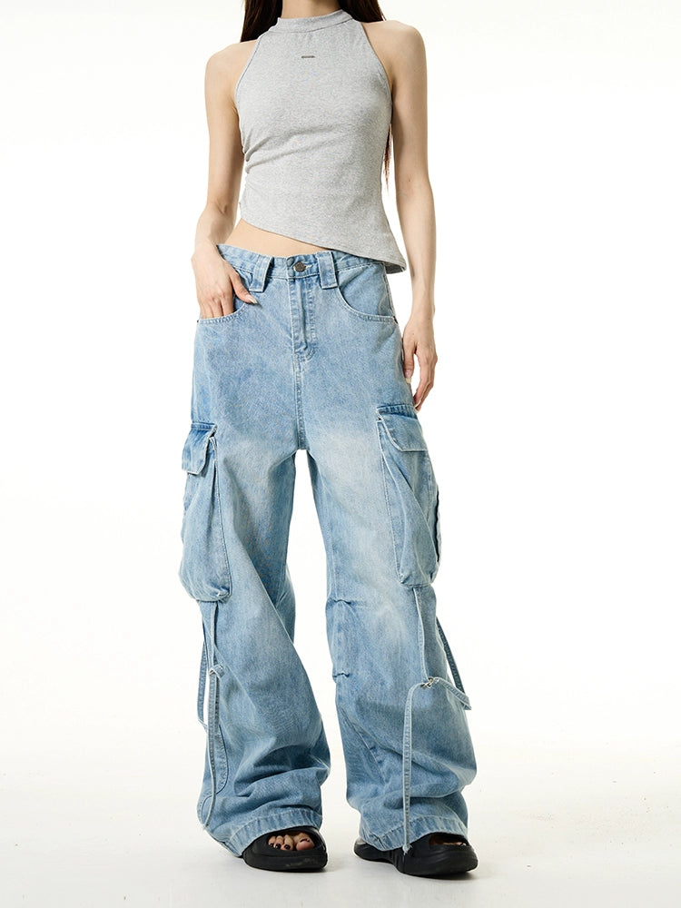 Wide-Leg Cargo Jeans