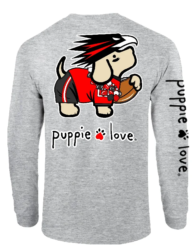 BLACK AND RED MASCOT PUP, ADULT LS (PRINTED TO ORDER)