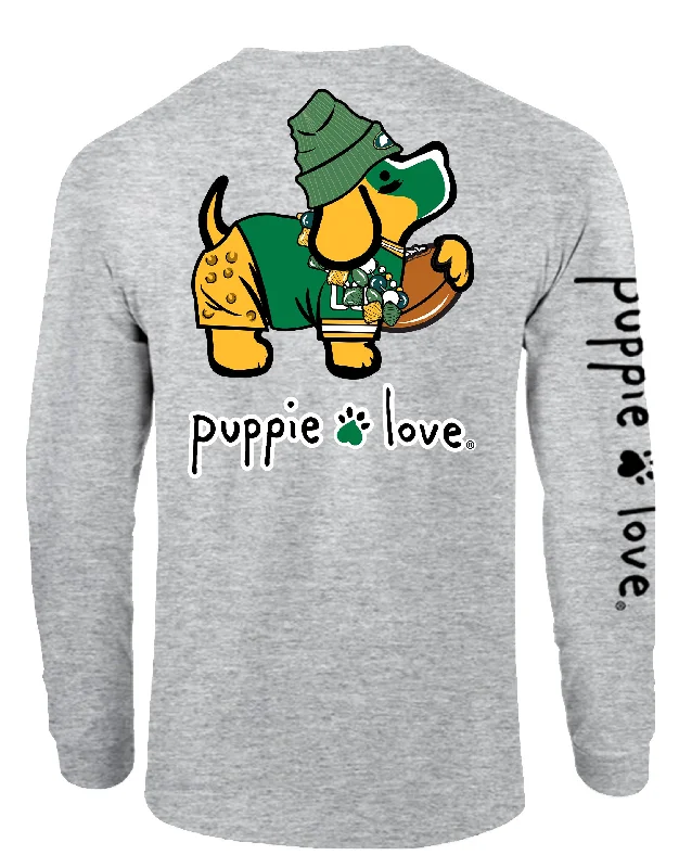 GREEN AND YELLOW MASCOT PUP, ADULT LS (PRINTED TO ORDER)