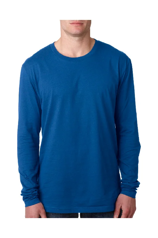 Next Level Mens Fine Jersey Long Sleeve Crewneck T-Shirt - Cool Blue