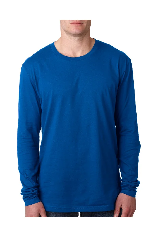 Next Level Mens Fine Jersey Long Sleeve Crewneck T-Shirt - Royal Blue