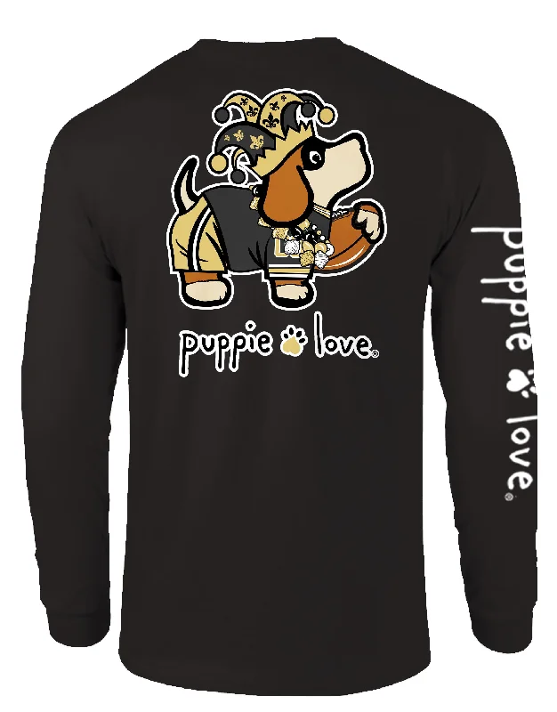 OLD GOLD AND BLACK MASCOT PUP, ADULT LS (PRINTED TO ORDER)