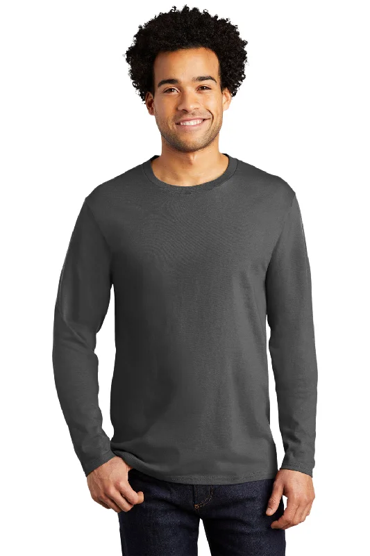 Port & Company Mens Bouncer Long Sleeve Crewneck T-Shirt - Coal Grey