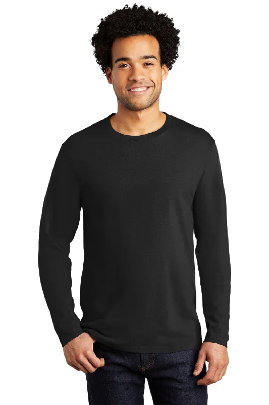 Port & Company Mens Bouncer Long Sleeve Crewneck T-Shirt - Deep Black