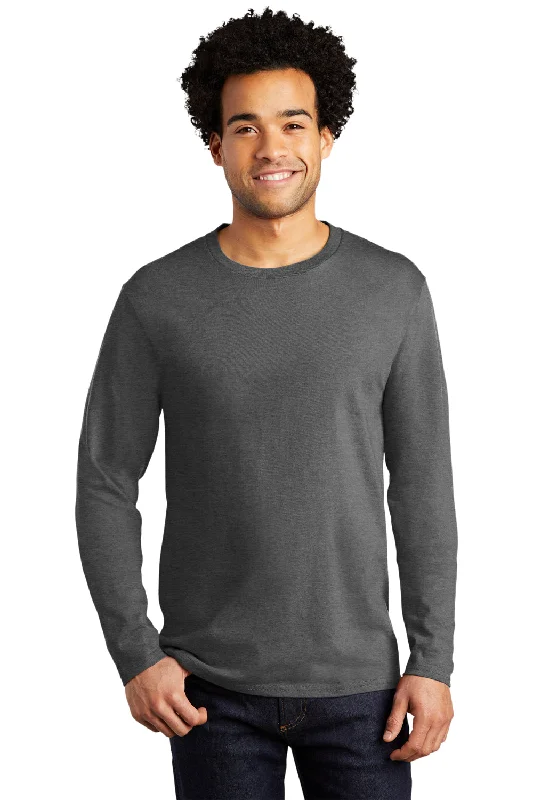 Port & Company Mens Bouncer Long Sleeve Crewneck T-Shirt - Heather Dark Grey