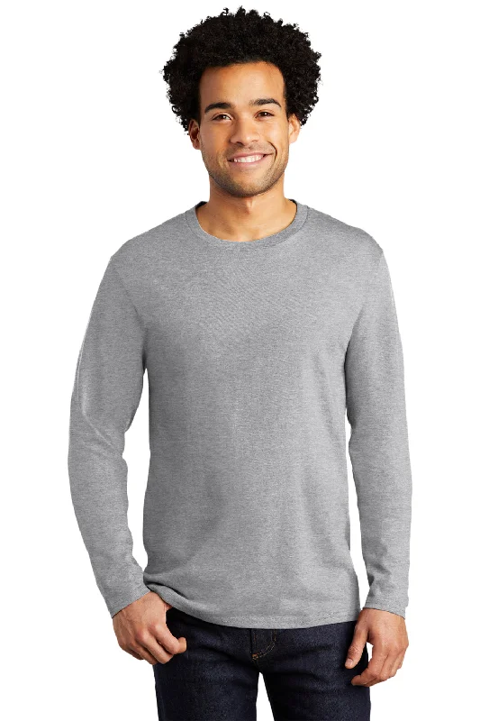 Port & Company Mens Bouncer Long Sleeve Crewneck T-Shirt - Heather Grey