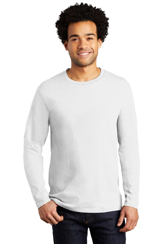 Port & Company Mens Bouncer Long Sleeve Crewneck T-Shirt - White