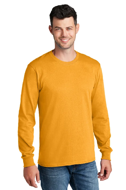 Port & Company Mens Core Long Sleeve Crewneck T-Shirt - Gold