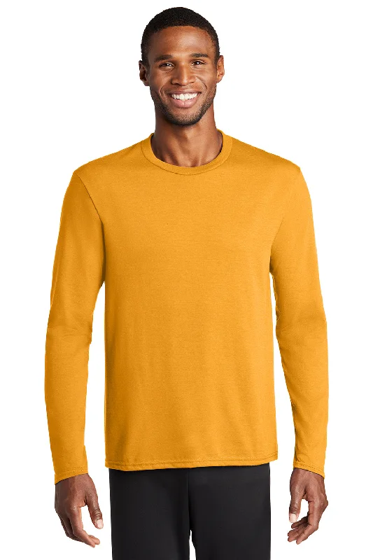 Port & Company Mens Dry Zone Performance Moisture Wicking Long Sleeve Crewneck T-Shirt - Gold