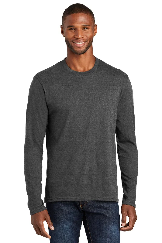 Port & Company Mens Fan Favorite Long Sleeve Crewneck T-Shirt - Heather Black