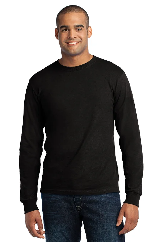 Port & Company Mens USA Made Long Sleeve Crewneck T-Shirt - Black - Closeout