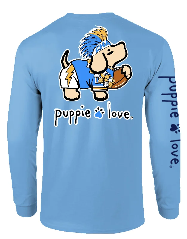 POWDER BLUE AND GOLD MASCOT PUP, ADULT LS (PRINTED TO ORDER)