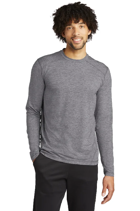 Sport-Tek Mens Exchange 1.5 Long Sleeve Crewneck T-Shirt - Heather Grey