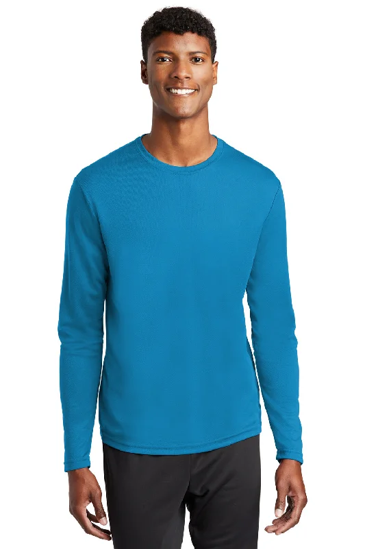 Sport-Tek Mens RacerMesh Moisture Wicking Long Sleeve Crewneck T-Shirt - Pond Blue