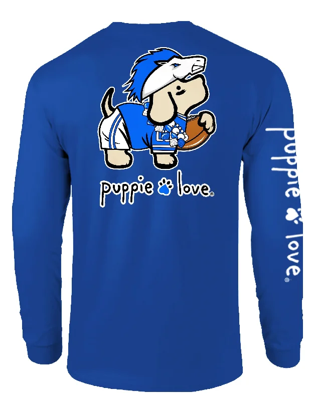 WHITE AND BLUE MASCOT PUP, ADULT LS (PRINTED TO ORDER)