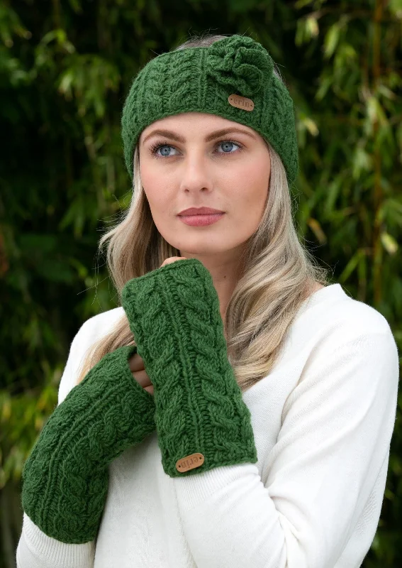 Aran Cable Handwarmers | Green